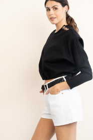 ba&sh |  Cropped sweater with buttons Branny | black | Picture 7