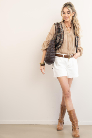 ba&sh :  Waistcoat with embroidery Fosca | dark blue - img3