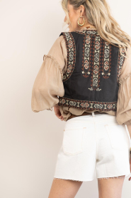 ba&sh :  Waistcoat with embroidery Fosca | dark blue - img7