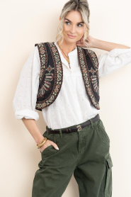 ba&sh :  Waistcoat with embroidery Fosca | dark blue - img9