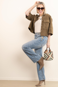 ba&sh |  Denim straight leg jeans with embroidery Rizie | blue | Picture 3