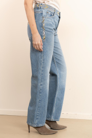 ba&sh |  Denim straight leg jeans with embroidery Rizie | blue | Picture 5
