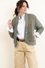 ba&sh |  Padded jacket with embroidery Cocoon | green | Picture 4
