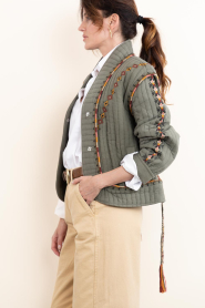 ba&sh |  Padded jacket with embroidery Cocoon | green | Picture 8