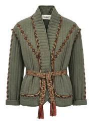 ba&sh |  Padded jacket with embroidery Cocoon | green | Picture 1