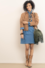 ba&sh :  Suede shoulder bag with fringes Mini | dark green - img4