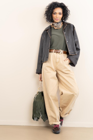 ba&sh :  Suede shoulder bag with fringes Mini | dark green - img3