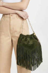 ba&sh :  Suede shoulder bag with fringes Mini | dark green - img7