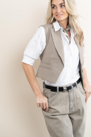 Copenhagen Muse :  Waistcoat with decorative pockets Tailor | taupe - img7