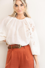 Copenhagen Muse :  Top with balloon sleeves and embroidery Molly | natural - img6