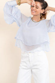 Copenhagen Muse :  Lyocell top with puff sleeves Tilly | blue - img2