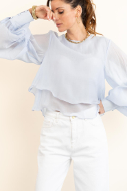 Copenhagen Muse :  Lyocell top with puff sleeves Tilly | blue - img4