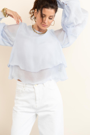Copenhagen Muse :  Lyocell top with puff sleeves Tilly | blue - img5
