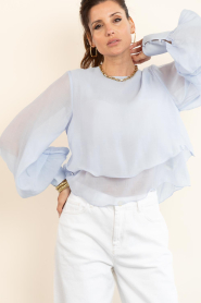 Copenhagen Muse :  Lyocell top with puff sleeves Tilly | blue - img6