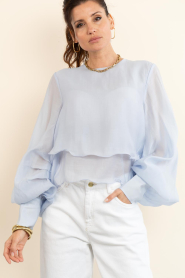 Copenhagen Muse :  Lyocell top with puff sleeves Tilly | blue - img8