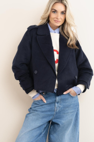 Copenhagen Muse | Wolmix schippersjas Emma | donkerblauw | Afbeelding 2
