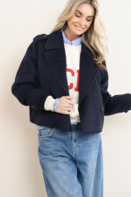 Copenhagen Muse | Wolmix schippersjas Emma | donkerblauw | Afbeelding 5