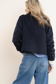 Copenhagen Muse | Wolmix schippersjas Emma | donkerblauw | Afbeelding 7