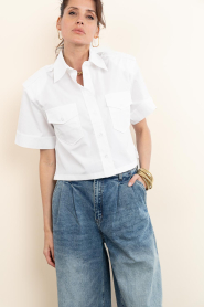 Janice :  Cropped poplin blouse Spike | white - img2