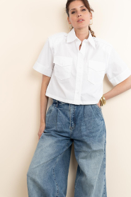 Janice :  Cropped poplin blouse Spike | white - img5