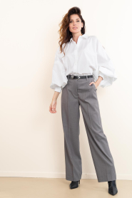Janice |  Poplin blouse with cut-outs Stone | white | Picture 3