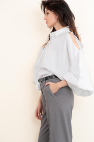 Janice |  Poplin blouse with cut-outs Stone | white | Picture 5