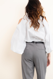 Janice |  Poplin blouse with cut-outs Stone | white | Picture 9