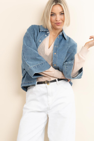Janice |  Boxy denim blouse Carl | blue | Picture 4