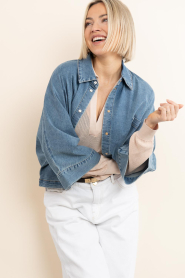 Janice |  Boxy denim blouse Carl | blue | Picture 5