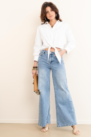 Janice :  Poplin blouse with tied detail David | white - img3