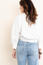 Janice :  Poplin blouse with tied detail David | white - img8