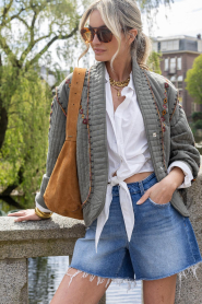 Janice |  Poplin blouse with tied detail David | white | Picture 2