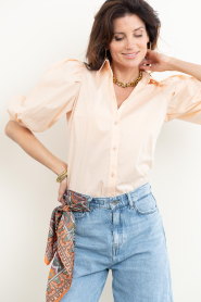 Janice :  Poplin blouse with puffed sleeves Lars | orange - img2