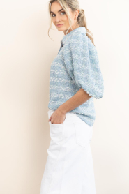 Janice :  Bouclé lurex blouse with puffed sleeves Lars | blue - img6