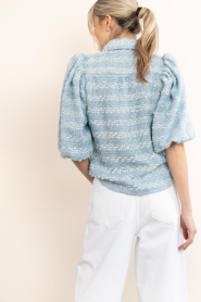 Janice :  Bouclé lurex blouse with puffed sleeves Lars | blue - img7