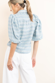 Janice :  Bouclé lurex blouse with puffed sleeves Lars | blue - img8