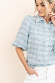 Janice :  Bouclé lurex blouse with puffed sleeves Lars | blue - img10