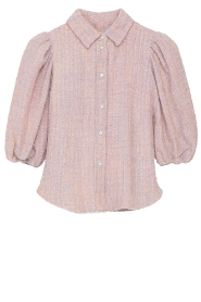 Janice |  Bouclé lurex blouse with puffed sleeves Lars | pink | Picture 1