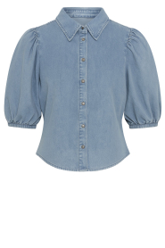Janice |  Denim blouse with puffed sleeves Lars | blue | Picture 1