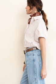 Janice |  Cropped poplin striped blouse Cross | beige | Picture 7