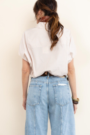 Janice |  Cropped poplin striped blouse Cross | beige | Picture 8