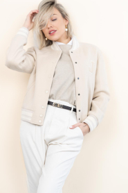 Janice |  Cashmere mix baseball jacket Collin | beige | Picture 5