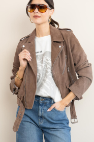 Janice :  Suede biker jacket Burke | brown - img4