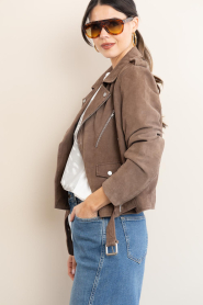 Janice :  Suede biker jacket Burke | brown - img7