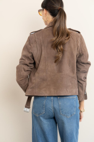 Janice :  Suede biker jacket Burke | brown - img8
