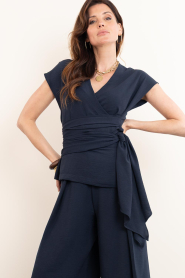 Badits |  Crepe wrap top Bruna | blue | Picture 4