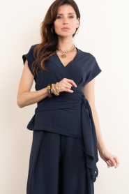 Badits |  Crepe wrap top Bruna | blue | Picture 5