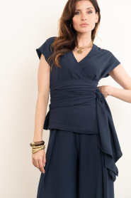 Badits |  Crepe wrap top Bruna | blue | Picture 6