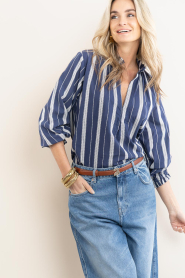 Badits |  Striped blouse Uma | dark blue | Picture 4