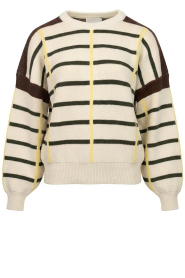 Badits |  Striped knitted sweater Rafaela | natural